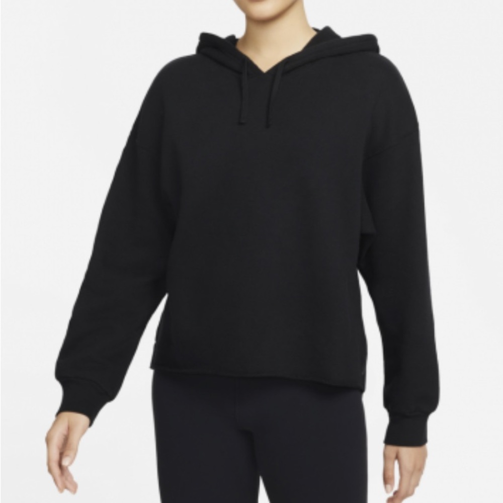 Nike Yoga Luxe Therma-Fit Oversized Cover Up Hoodie Sweatshirt Raw Hem Athletic